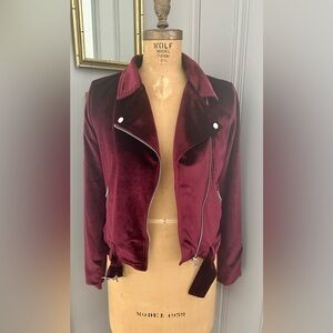 Women's Velvet Jacket in Burgundy